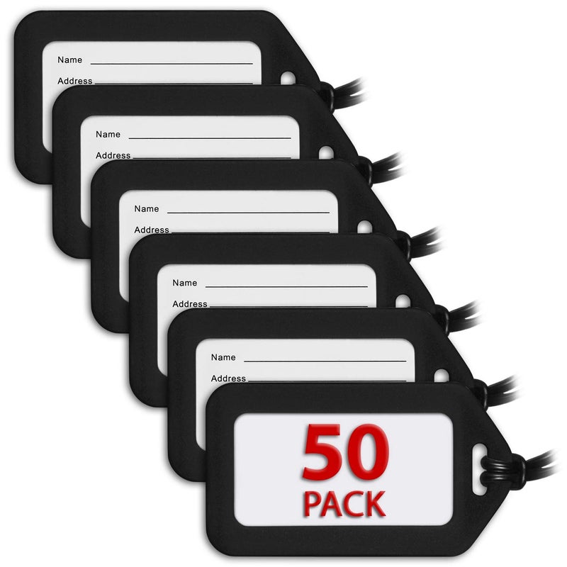 Mifflin-USA Luggage Tags (Black, 50 PK), Bag Tag for Baggage, Suitcase Tags Bulk - Image 1